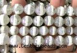 CAA6168 12mm faceted round AB-Color electroplated Tibetan Agate beads