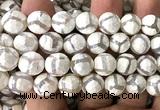 CAA6183 15 inches 12mm faceted round electroplated Tibetan Agate beads