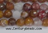 CAG9911 15.5 inches 6mm faceted round red moss agate beads