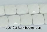 CAA04 15.5 inches 10*10mm faceted square white agate gemstone beads