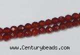 CAA117 15.5 inches 4mm faceted round red agate gemstone beads