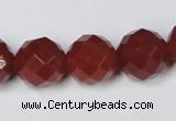 CAA120 15.5 inches 14mm faceted round red agate gemstone beads