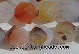 CAA1233 15.5 inches 12mm faceted nuggets matte dendritic agate beads