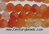 CAA1236 15.5 inches 6mm faceted nuggets matte red agate beads