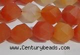 CAA1238 15.5 inches 10mm faceted nuggets matte red agate beads