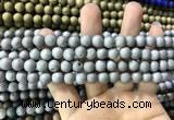 CAA1290 15.5 inches 8mm round matte plated druzy agate beads