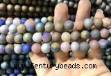 CAA1321 15.5 inches 10mm round matte plated druzy agate beads