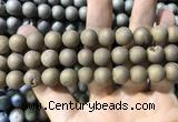 CAA1355 15.5 inches 14mm round matte plated druzy agate beads