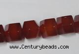 CAA146 15.5 inches 12*14mm faceted cube red agate gemstone beads