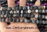 CAA1481 15.5 inches 8mm round matte banded agate beads wholesale