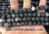 CAA1488 15.5 inches 12mm round matte banded agate beads wholesale