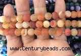 CAA1492 15.5 inches 10mm round matte banded agate beads wholesale