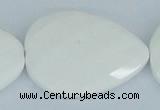 CAA15 15.5 inches 30*40mm faceted flat teardrop white agate beads