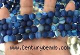 CAA1506 15.5 inches 8mm round matte banded agate beads wholesale