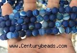 CAA1507 15.5 inches 10mm round matte banded agate beads wholesale
