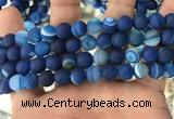 CAA1508 15.5 inches 12mm round matte banded agate beads wholesale