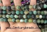 CAA1522 15.5 inches 10mm round matte banded agate beads wholesale