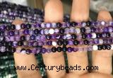 CAA1554 15.5 inches 4mm round banded agate beads wholesale