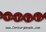 CAA156 15.5 inches 10mm flat round red agate gemstone beads