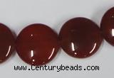 CAA159 15.5 inches 20mm flat round red agate gemstone beads