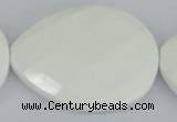 CAA16 15.5 inches 40*50mm faceted flat teardrop white agate beads