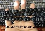 CAA1642 15.5 inches 10mm faceted round banded agate beads