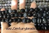 CAA1643 15.5 inches 12mm faceted round banded agate beads