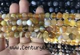 CAA1646 15.5 inches 8mm faceted round banded agate beads