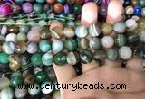 CAA1673 15.5 inches 12mm faceted round banded agate beads