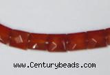 CAA179 15.5 inches 8*8mm faceted square red agate gemstone beads