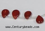 CAA185 Top-drilled 9*13mm flat teardrop red agate gemstone beads