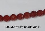 CAA200 15.5 inches 6mm faceted round red agate gemstone beads