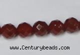 CAA201 15.5 inches 10mm faceted round red agate gemstone beads