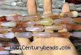 CAA2065 15.5 inches 10*30mm teardrop agate beads wholesale