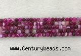 CAA2218 15.5 inches 4mm faceted round banded agate beads