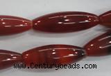 CAA222 15.5 inches 10*30mm rice red agate gemstone beads