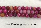 CAA2223 15.5 inches 14mm faceted round banded agate beads