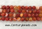 CAA2230 15.5 inches 14mm faceted round banded agate beads