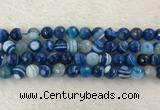 CAA2259 15.5 inches 10mm faceted round banded agate beads