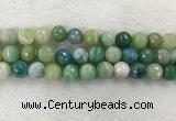 CAA2282 15.5 inches 14mm faceted round banded agate beads