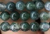 CAA2356 15.5 inches 4mm round moss agate beads wholesale