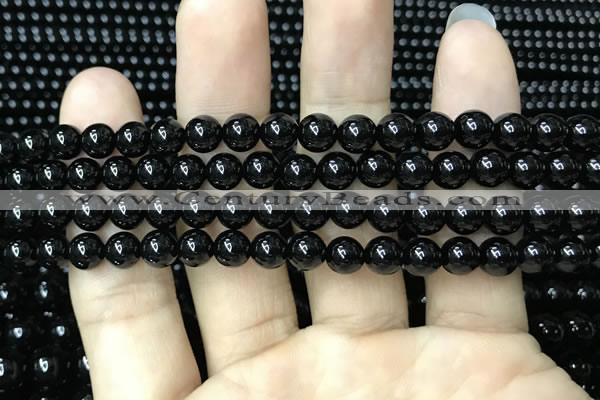 CAA2404 15.5 inches 8mm round black agate beads wholesale