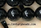 CAA2406 15.5 inches 12mm round black agate beads wholesale