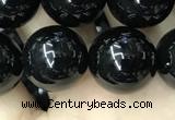 CAA2407 15.5 inches 14mm round black agate beads wholesale