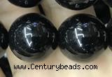 CAA2408 15.5 inches 16mm round black agate beads wholesale