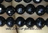 CAA2425 15.5 inches 4mm faceted round black agate beads wholesale