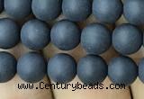 CAA2448 15.5 inches 6mm round matte black agate beads wholesale