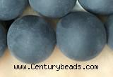 CAA2455 15.5 inches 20mm round matte black agate beads wholesale