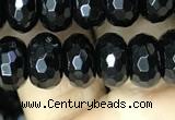 CAA2471 15.5 inches 6*10mm faceted rondelle black agate beads