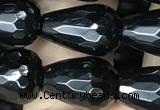 CAA2513 15.5 inches 8*12mm faceted teardrop black agate beads